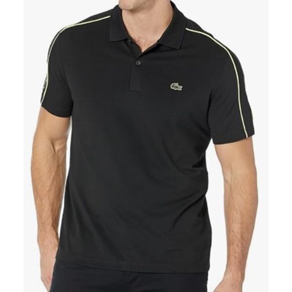Lacoste Men's Short Sleeve Piping Polo Shirt XL Black